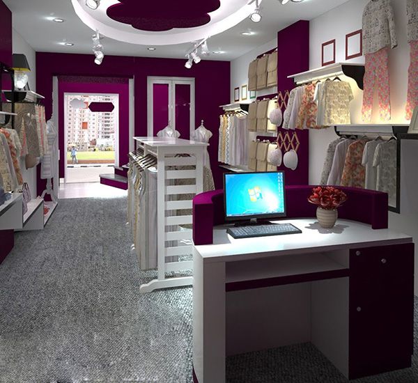 Mẫu thiết kế shop thời trang với nội thất ấn tượng bởi kệ sản phẩm được thiết kế đầy hiện đại