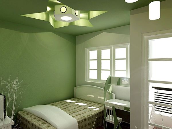 Màu sắc trầm ấm và tận dụng tối đa trong ánh sáng tự nhiên của phòng ngủ con trai là một phương án trong thiết kế nội thất phòng ngủ nhà phố