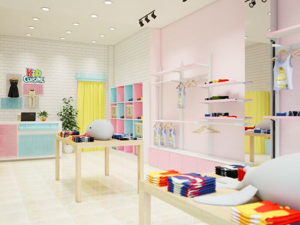 Shop thời trang trẻ em hiện đại với sắc màu đa dạng, nổi bật