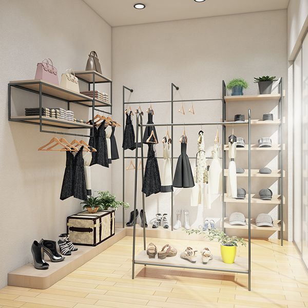 Mẫu thiết kế shop thời trang nữ có mặt bằng nhỏ với nội thất bố trí tối đa